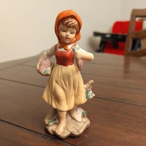 Vintage Porcelain Girl With Grapes Figurine